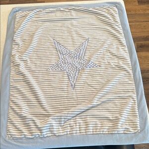 Just Born Blue Star Baby Blanket Gray White Stripe Dot Faux Fur